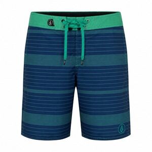 Volcom Mens Navy Teal Striped Board Shorts Size 28